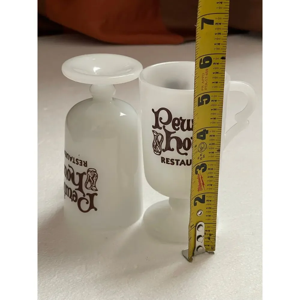 Set of 2, Vtg Old Towne Restaurant Lounge Glass Mug Milk Glass